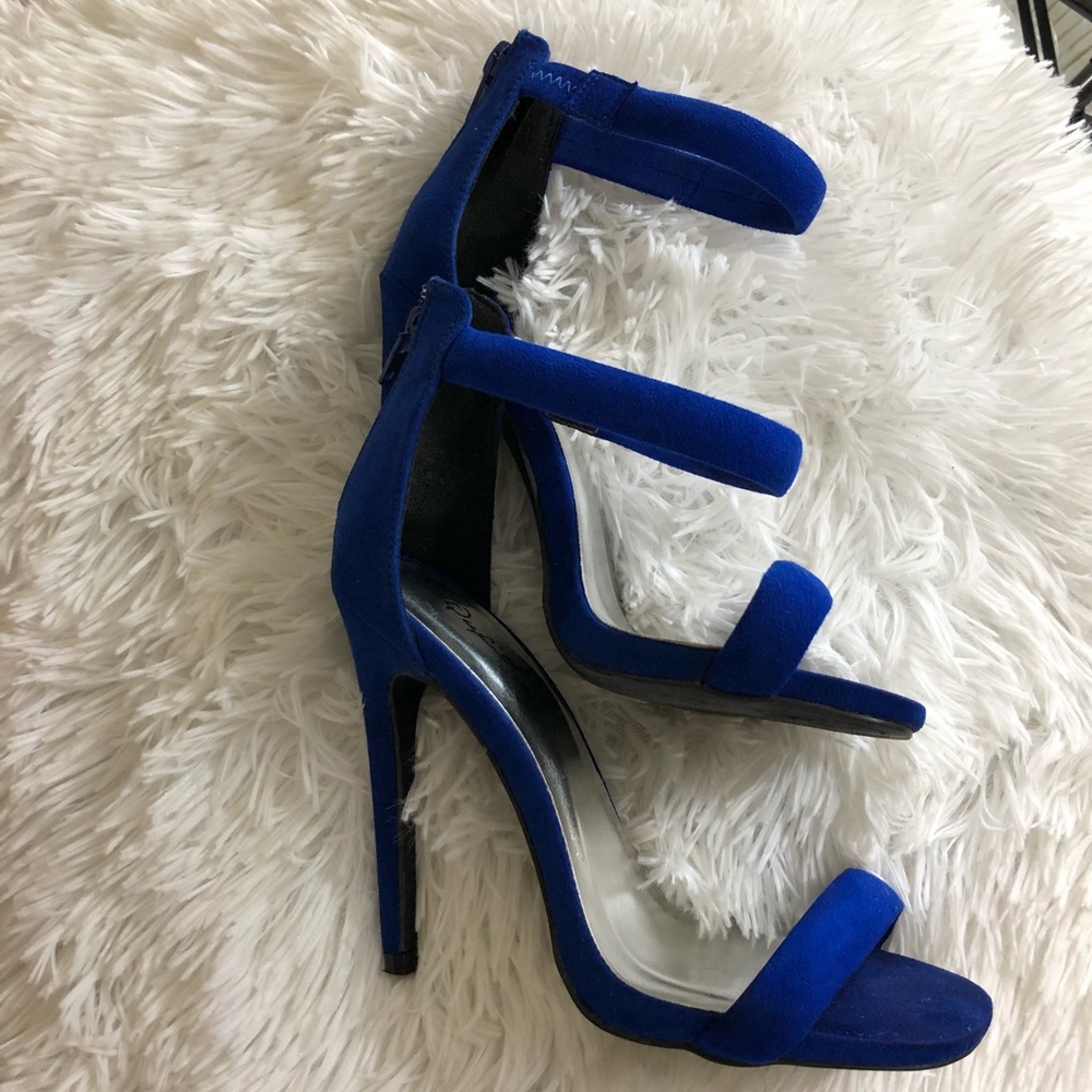 Royal blue strapped heels